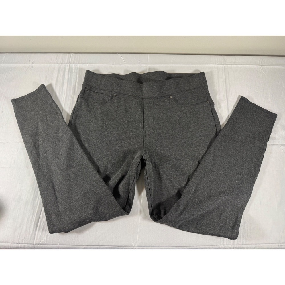 Seven7 Women Charcoal Gray Heather Pull On Slim Leggings Pants Large